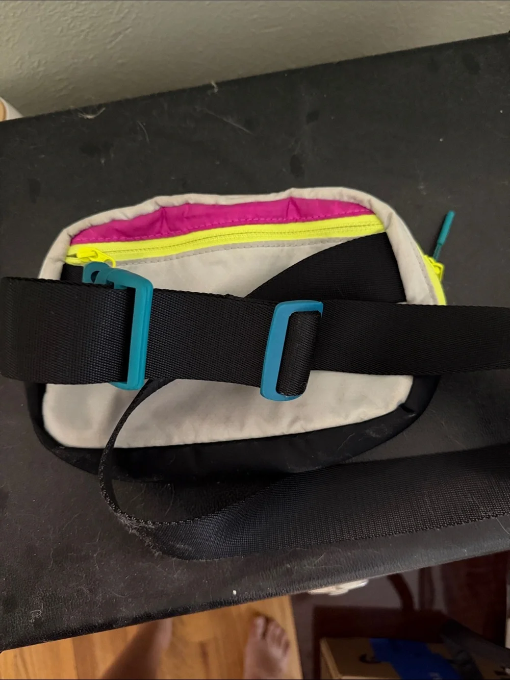 lululemon athletica Pink and Black Kids Waist Pack with Yellow Trim